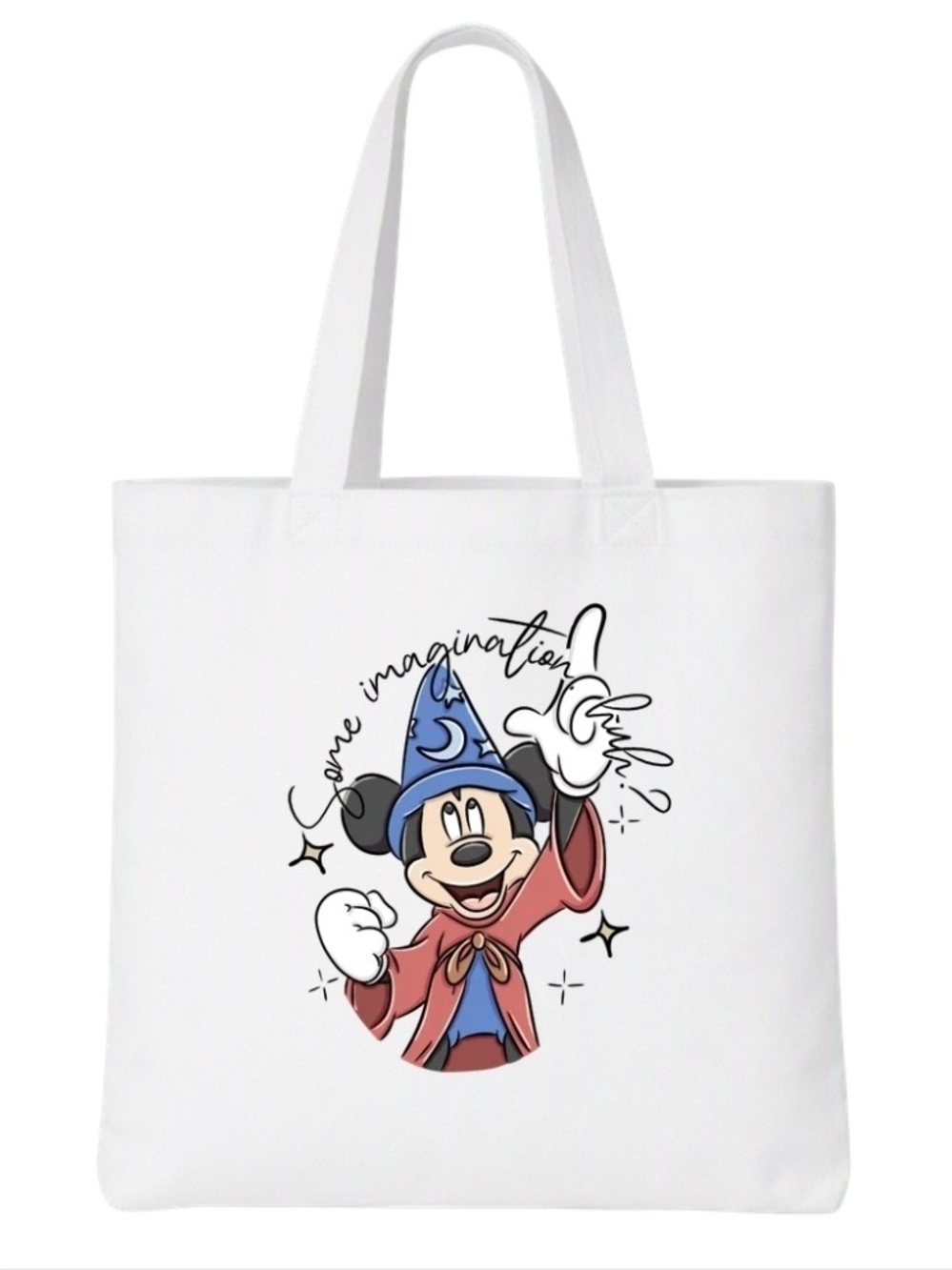 Disney White Tote with Mickey Sorcerer Graphic